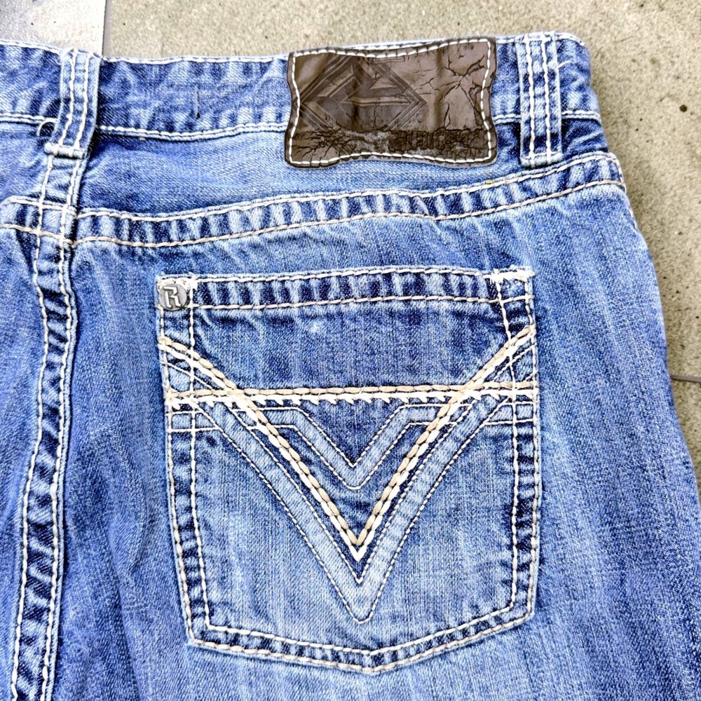 Rock & Republic Mens Pistol Bootcut Jeans 36x30 (36x28) Blue Medium Wash Denim